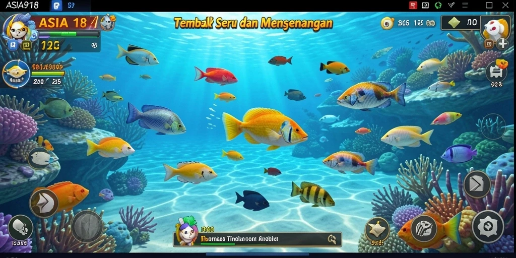 Tampilan utama gameplay ASIA918 dengan aksi tembak ikan yang seru.