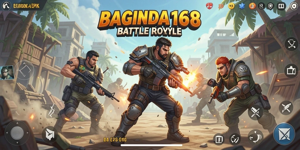 Tampilan gameplay seru di BAGINDA168 saat bertempur di arena Battle Royale.