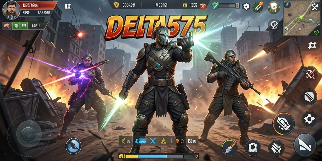 Tampilan gameplay mendebarkan dari game strategi DELTA575.