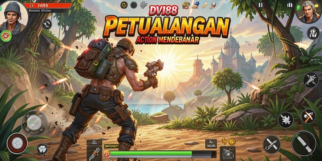 Tampilan gameplay aksi seru dari DV188 dengan karakter yang beragam.