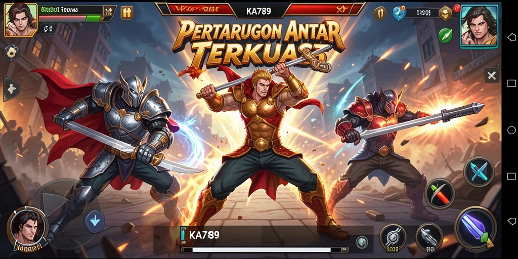Tangkapan layar KA789 menunjukkan aksi pertarungan yang mendebarkan dengan karakter unik.