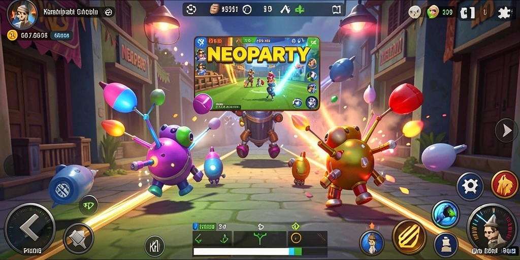Tampilan gameplay <strong>NEOPARTY</strong> yang menarik dan penuh warna.