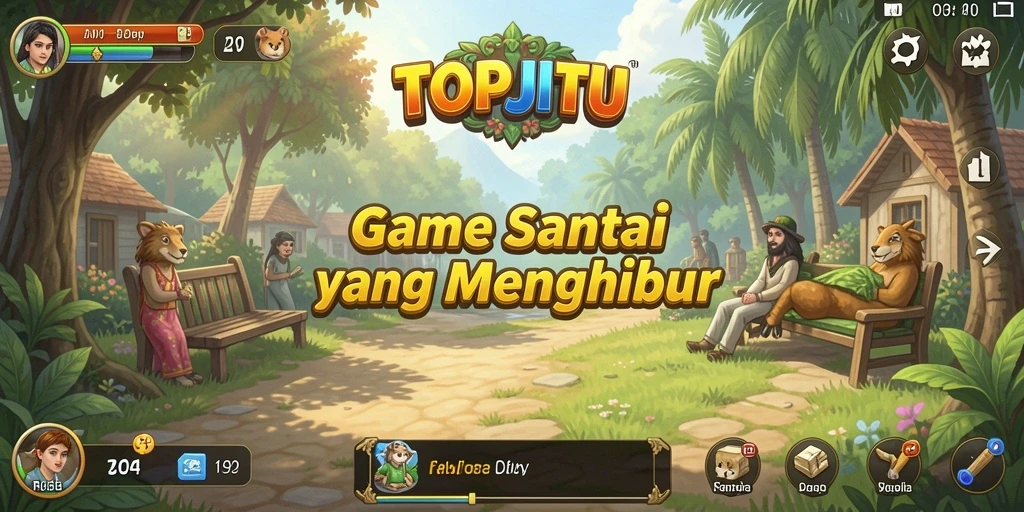 Screenshot utama dari gameplay TOPJITU yang menghibur dan santai.