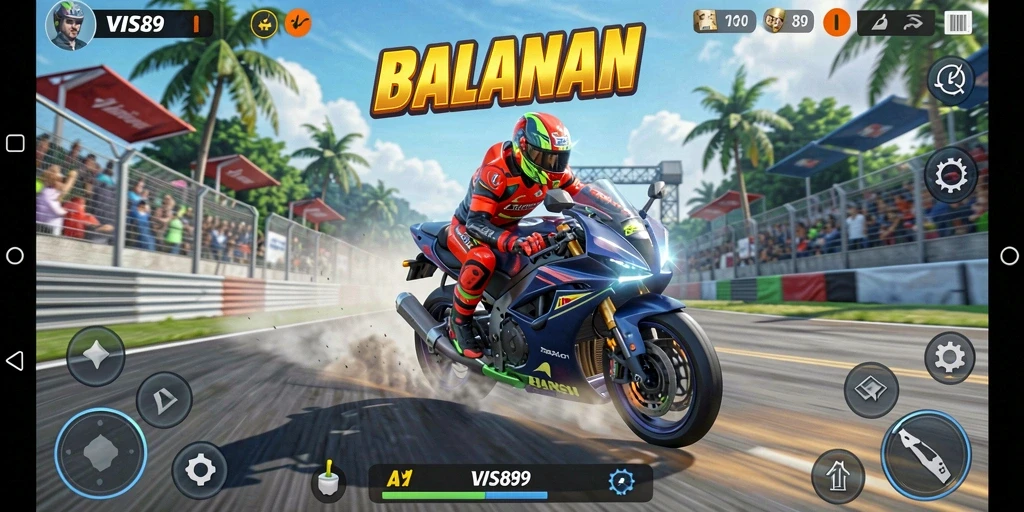 Gameplay mendebarkan dari balapan motor di VISA89.