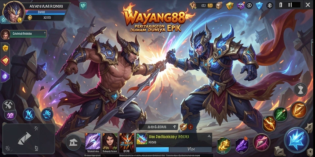 Tangkapan layar utama dengan aksi pertarungan di <strong>WAYANG88</strong>.