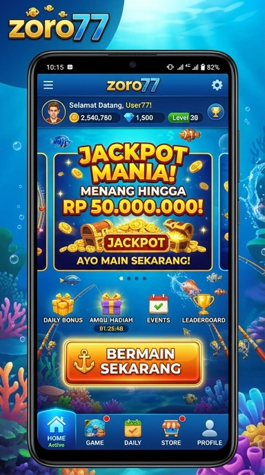 Tampilan utama aplikasi zoro77 yang sederhana dan menarik.